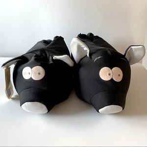 Pig Novelty 3D Slippers Black Size 8/9/10/11